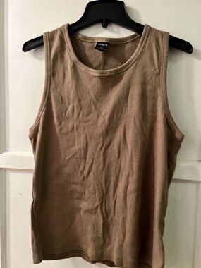 Cotton On Women's Ribbed Tank Top in Taupe Brown